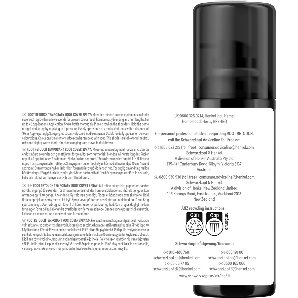 Schwarzkopf Brown Root Retoucher Hair Colour Grey Cover 120ml