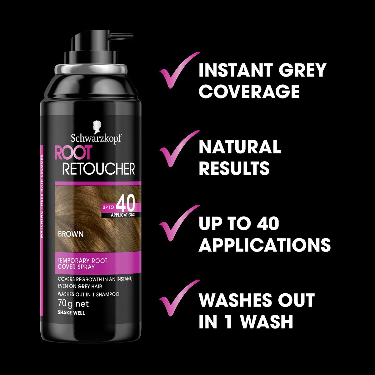Schwarzkopf Brown Root Retoucher Hair Colour Grey Cover 70g