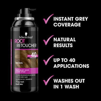 Schwarzkopf Brown Root Retoucher Hair Colour Grey Cover 70g
