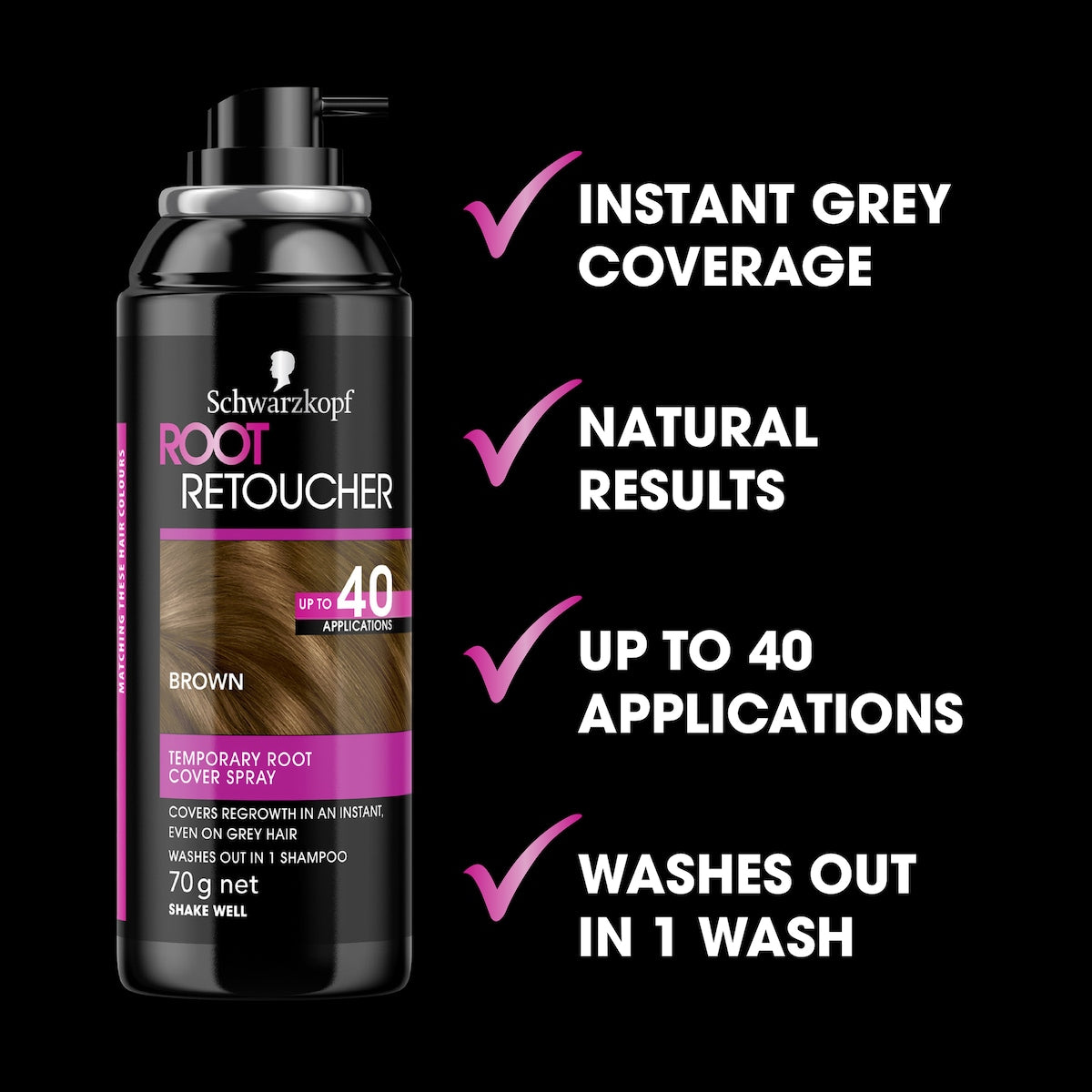 Schwarzkopf Brown Root Retoucher Hair Colour Grey Cover 120ml