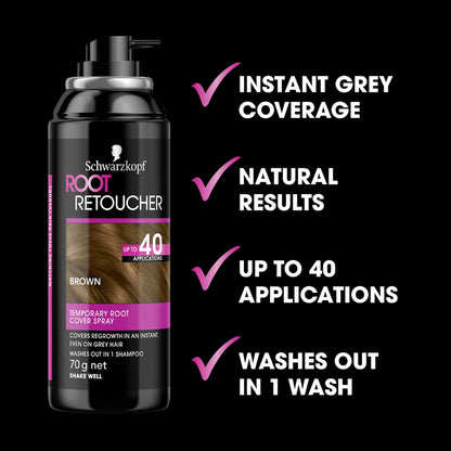 Schwarzkopf Brown Root Retoucher Hair Colour Grey Cover 120ml