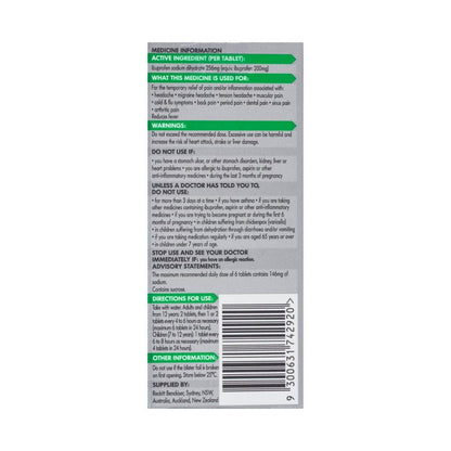 Nurofen Zavance Tablets Pain Relief 256mg Ibuprofen - 24 pack