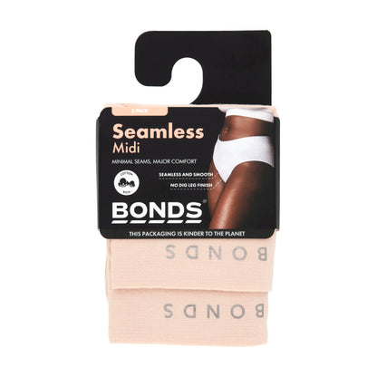 Bonds Womans Seamless Midi Brief Size 10 - 2 Pack
