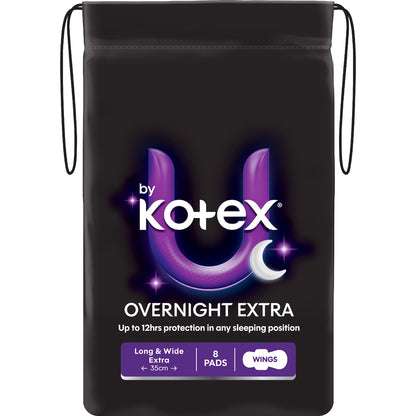 U By Kotex Overnight Extra Pads With Wings 8 Pack