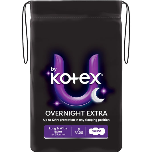 U By Kotex Overnight Extra Pads With Wings 8 Pack