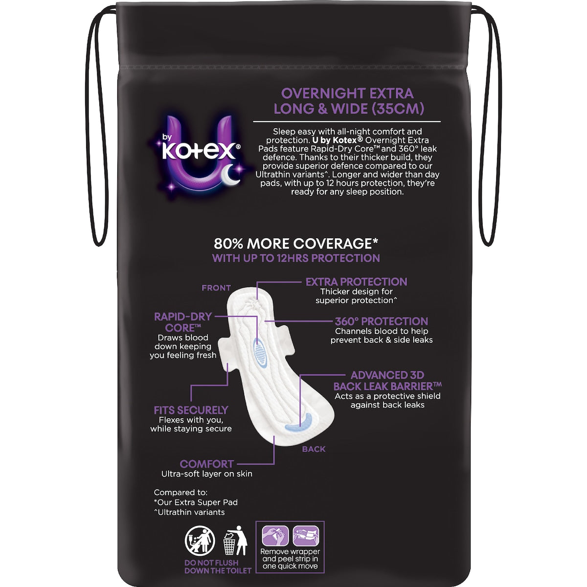 U By Kotex Overnight Extra Pads With Wings 8 Pack