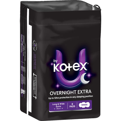 U By Kotex Overnight Extra Pads With Wings 8 Pack