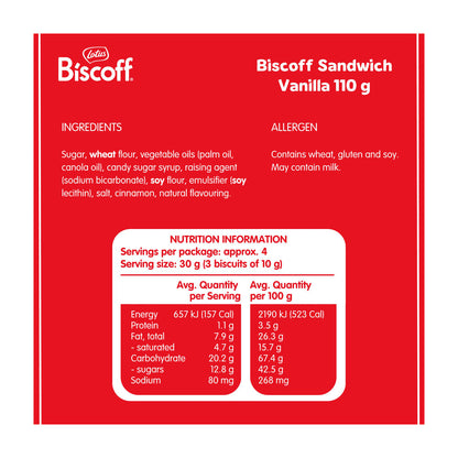 Lotus Biscoff Sandwich Biscuits Vanilla - 110g