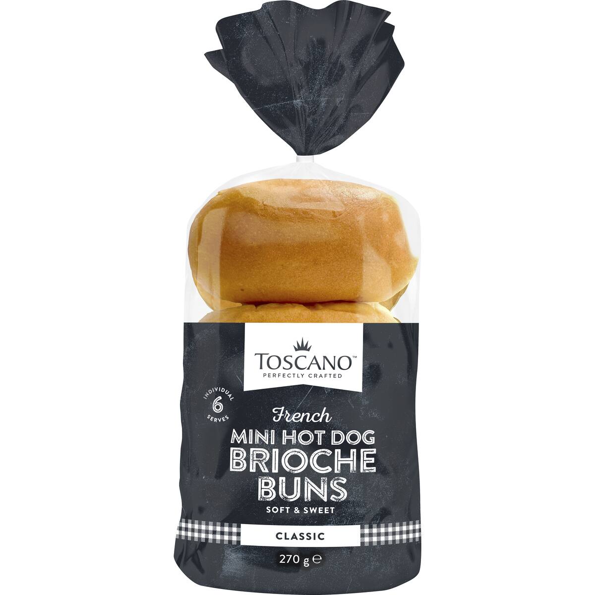 Toscano Mini Hot Dog Brioche Buns 6 Pack