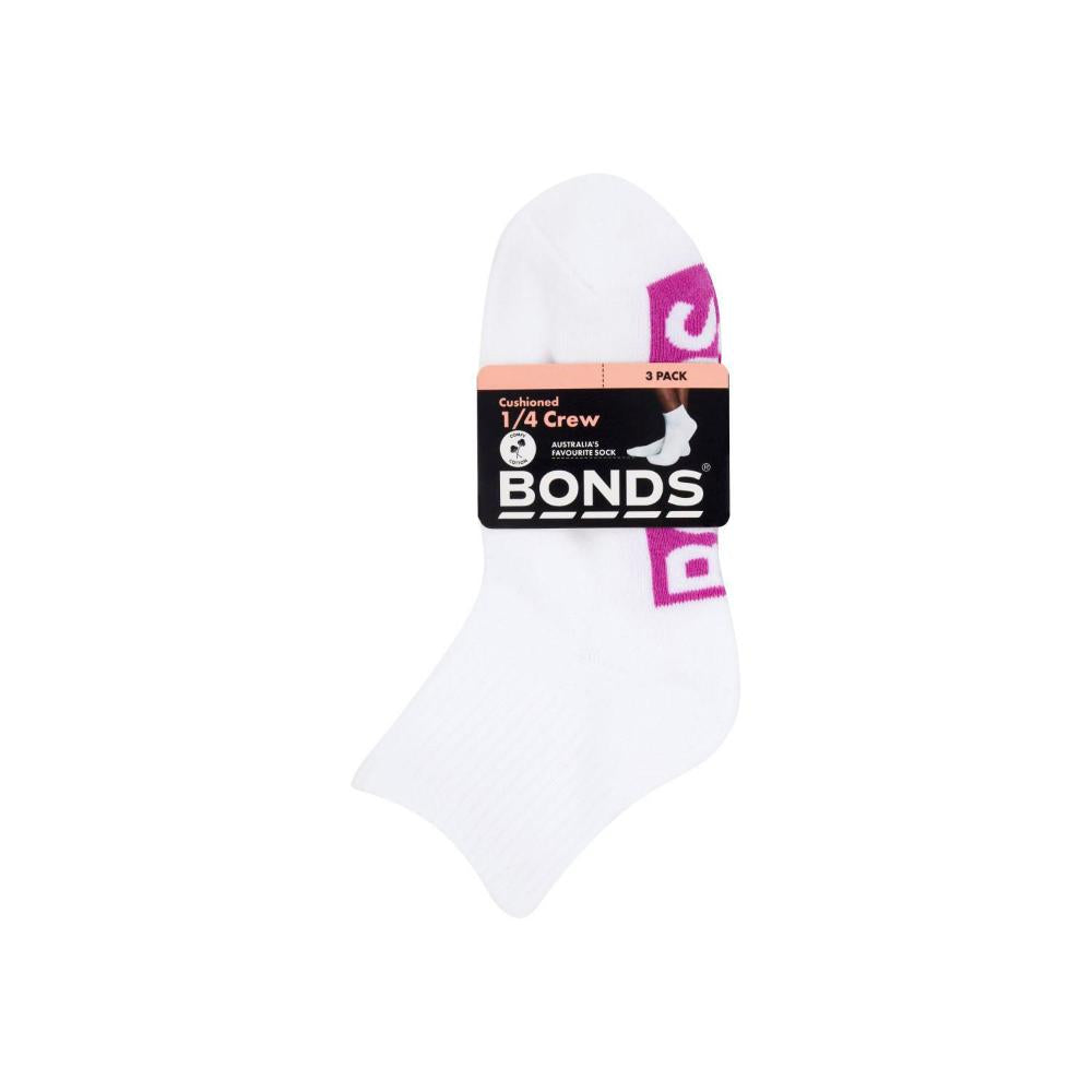 Bonds Womens Socks Quarter Logo Size 8 - 3 Pack