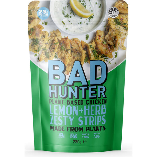 Bad Hunter Plant Based Chicken Lemon & Herb Zesty Strips 230g