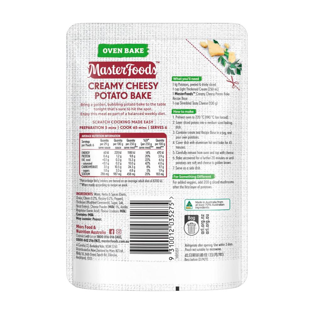 MasterFoods Side Dish Creamy Cheesy Potato Bake Recipe Base - 175g