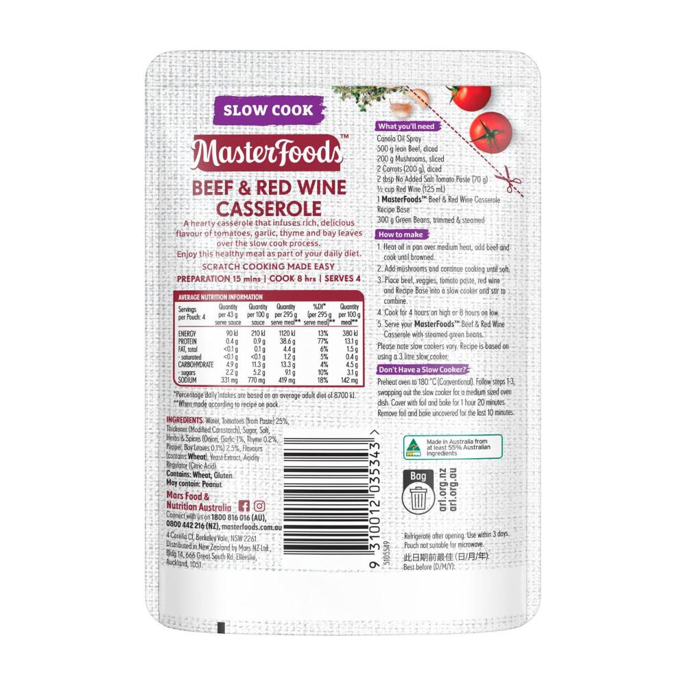 MasterFoods Slow Cooker Beef & Red Wine Casserole Recipe Base - 175g