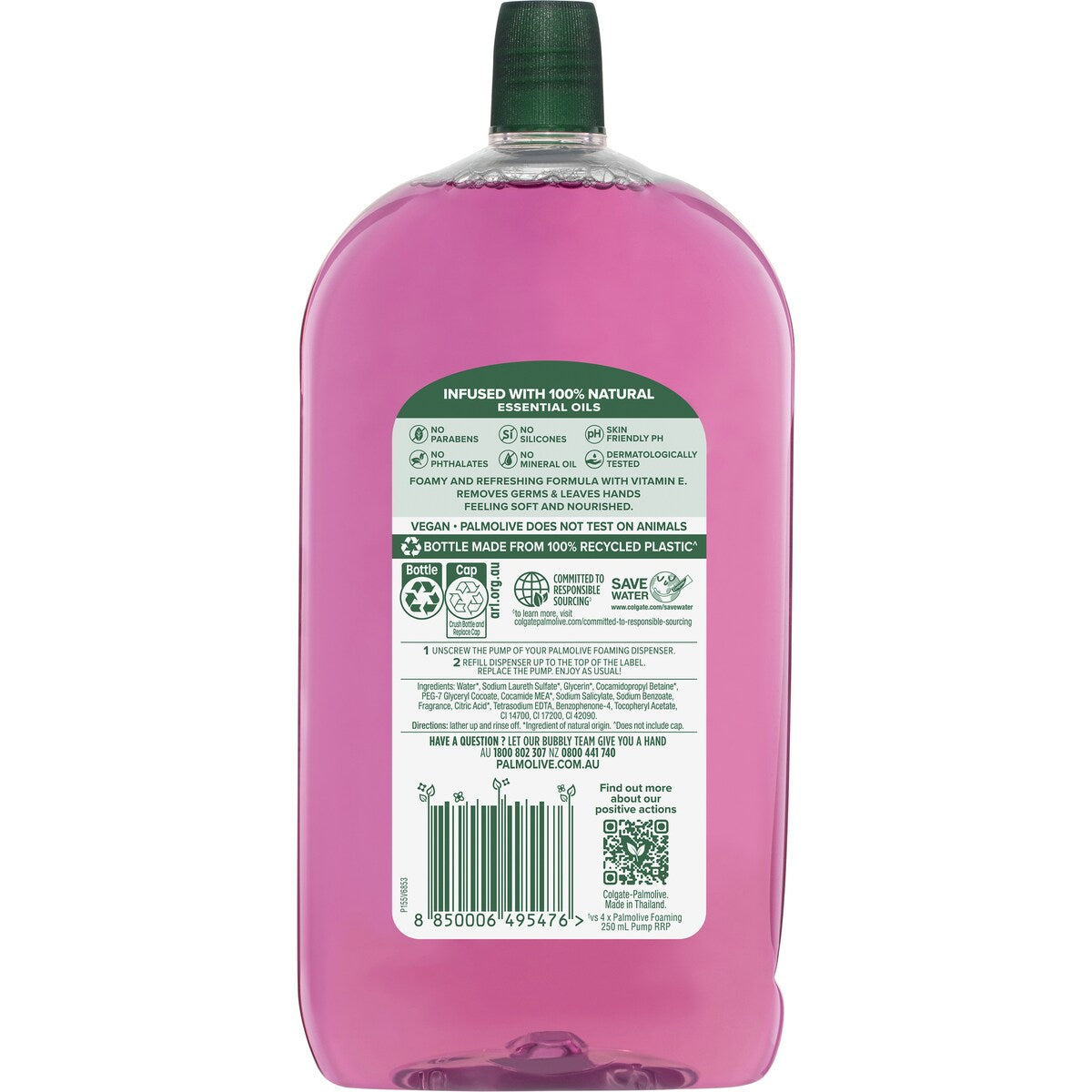 Palmolive Foaming Liquid Hand Wash Soap Refill Raspberry 1l