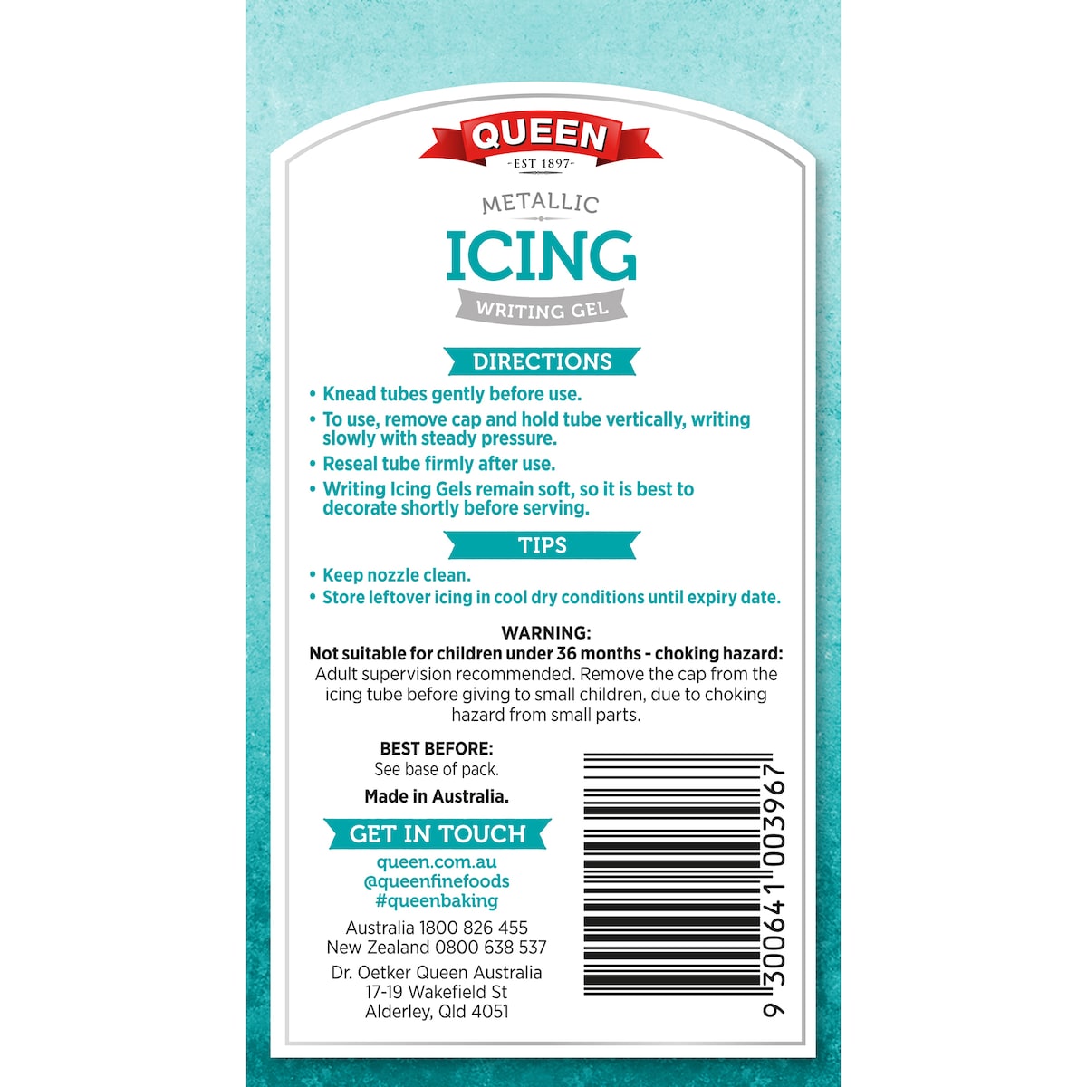 Queen Metallic Icing Writing Gel 5 pack