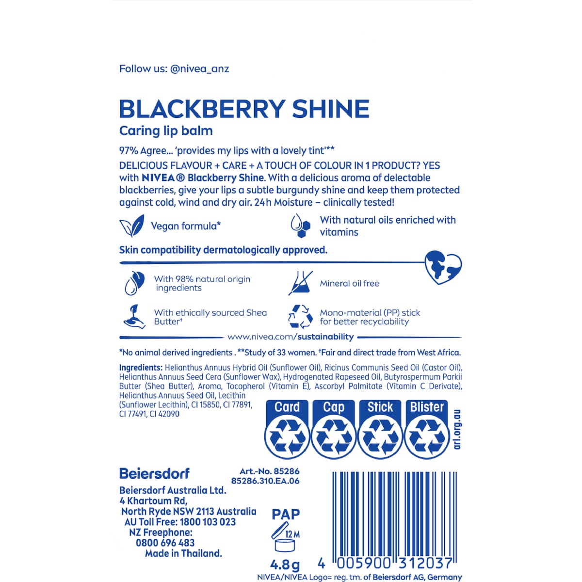 Nivea Black Berry Shine Lip Balm 4.8g