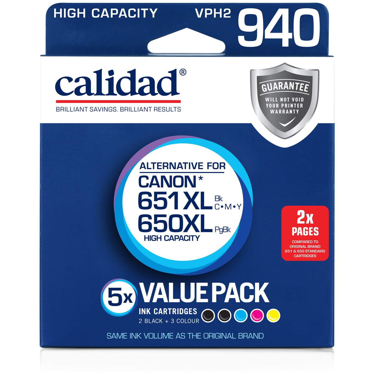 Calidad Canon 650 Xl & 651 Xl Ink Cartridges 5 Pack