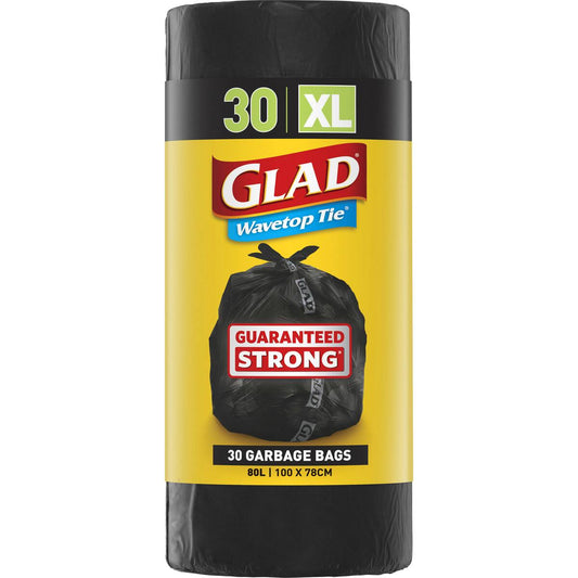 Glad Wavetop Garbage Bag 80 Litres 30 Pack
