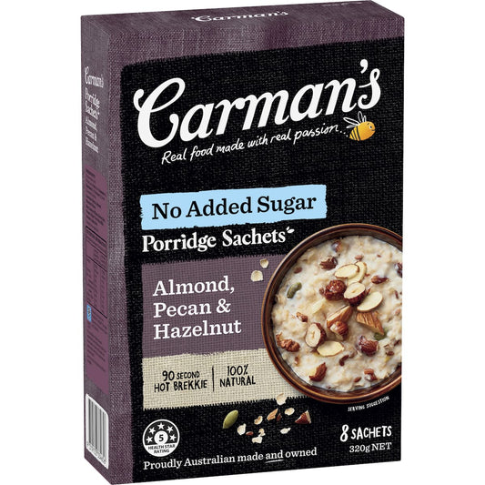 Carman's Porridge Sachets Almond Pecan & Hazelnut 8 Pack
