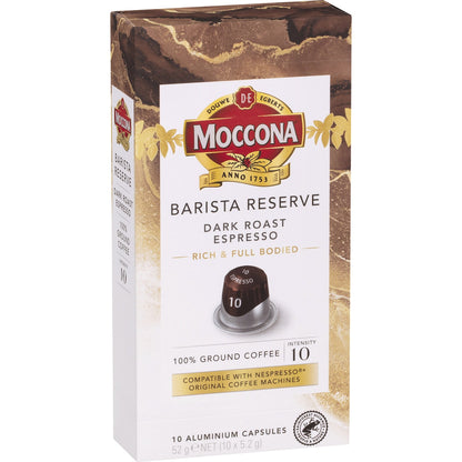 Moccona Barista Reserve Coffee Pods Intensity 10 Dark Espresso 10 Pack