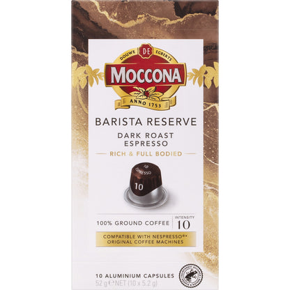 Moccona Barista Reserve Coffee Pods Intensity 10 Dark Espresso 10 Pack