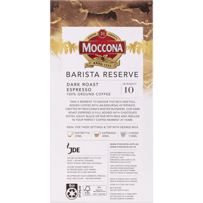 Moccona Barista Reserve Coffee Pods Intensity 10 Dark Espresso 10 Pack