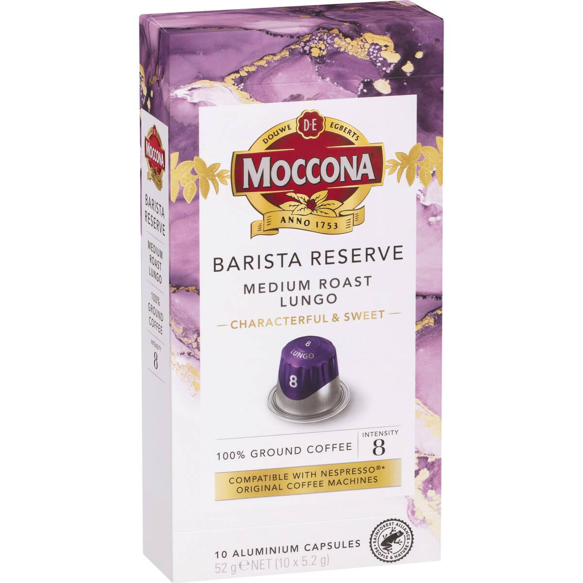 Moccona Barista Reserve Coffee Pods Intensity 8 Medium Roast Lungo 10 Pack