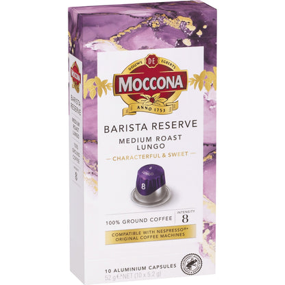 Moccona Barista Reserve Coffee Pods Intensity 8 Medium Roast Lungo 10 Pack