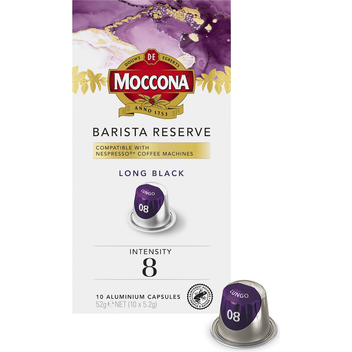Moccona Barista Reserve Coffee Pods Intensity 8 Medium Roast Lungo 10 Pack