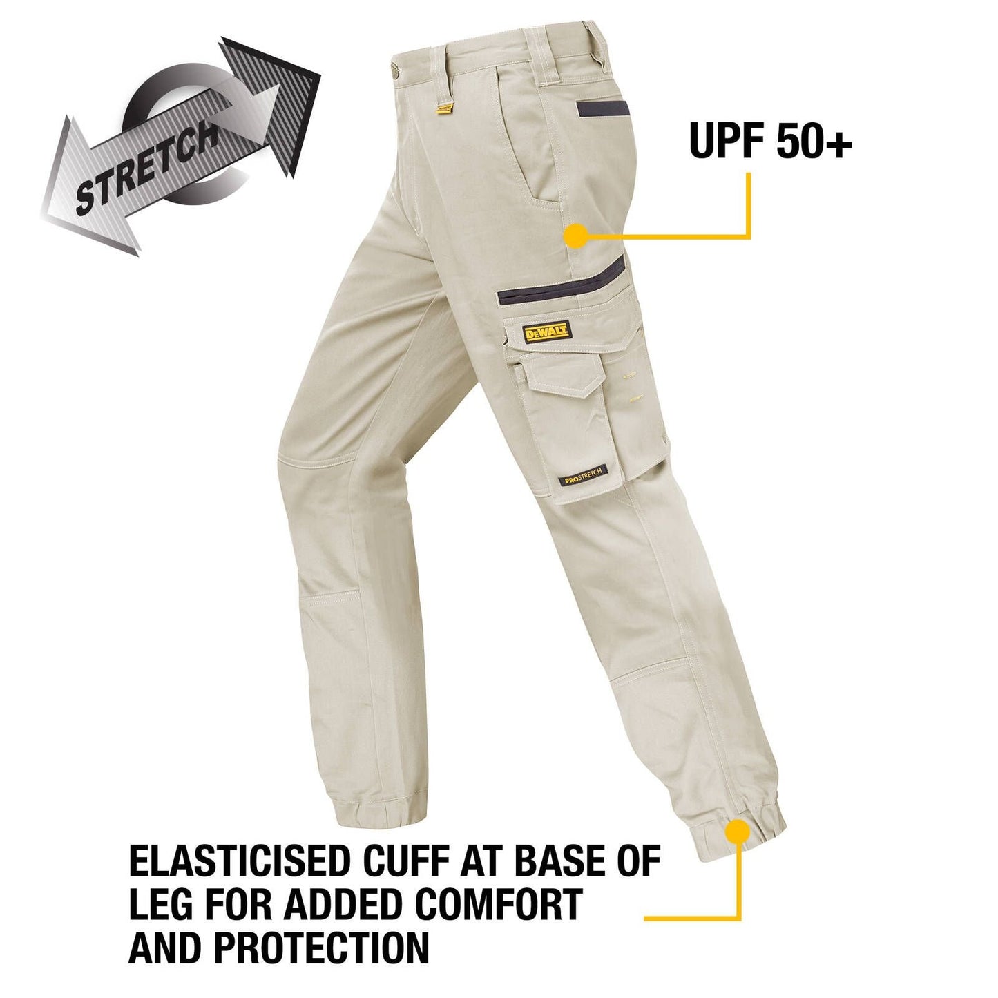 Dewalt Khaki Goldfield Prostretch Trousers - Size 40