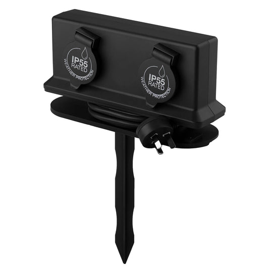 Arlec Outdoor Powerboard - 2 Outlet - 1.8m - Dark Grey