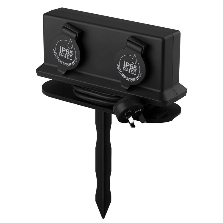 Arlec Outdoor Powerboard - 2 Outlet - 1.8m - Dark Grey