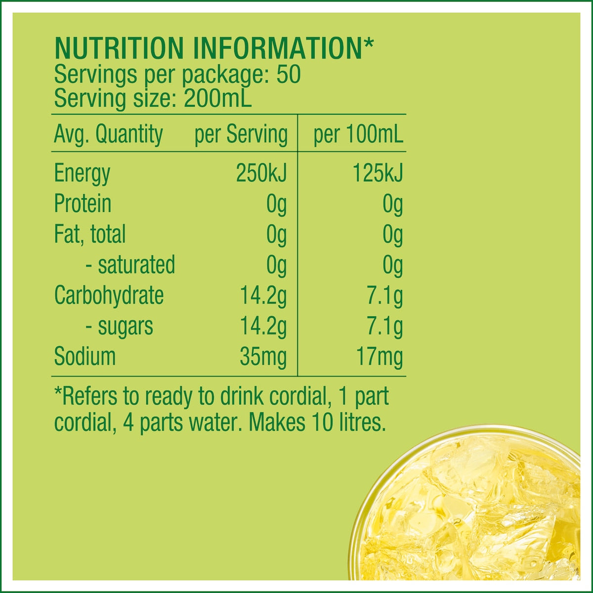 Golden Circle Cordials Lemon Cordial 2l