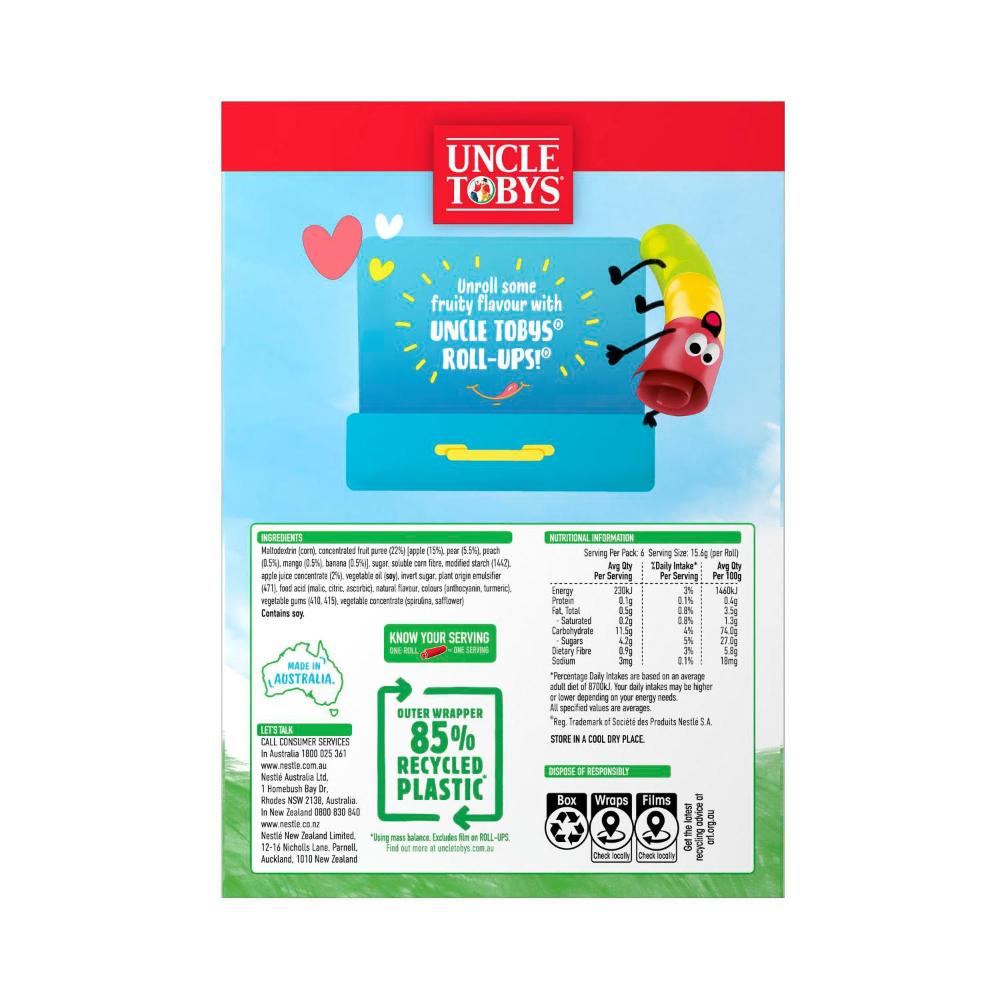 Une Tobys Roll-ups Rainbow Fruit Salad Snacks Made With Real Fruit - 94g