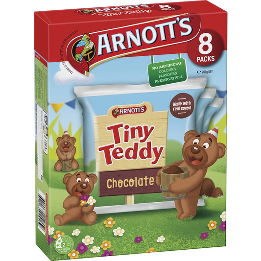 Arnotts Tiny Teddy Chocolate Multipack Biscuits 8 pack