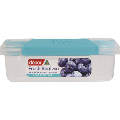 Decor Fresh Seal Clips Container, Square 630ml