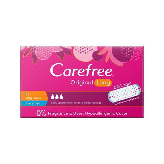 Carefree Original Long Unscented Liners - 30 Pack