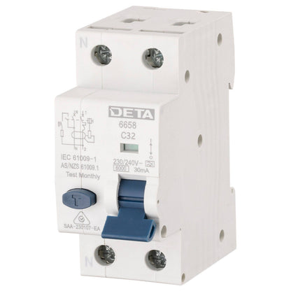 Deta Single Phase RCBO - 32A - 6kA