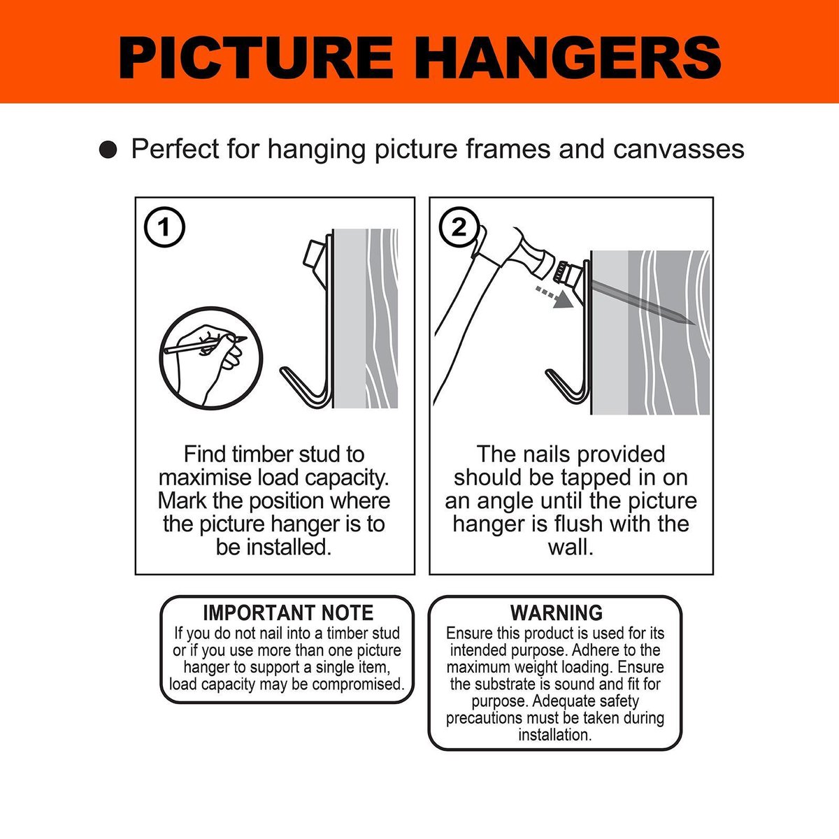 Everhang Picture Hanger - 15kg - Brass Plated - Heavy Duty - 6 Pack