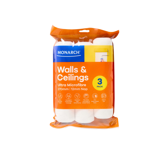 Monarch Walls & Ceiling Ultra Microfibre Roller Covers 270mm 3 Pack