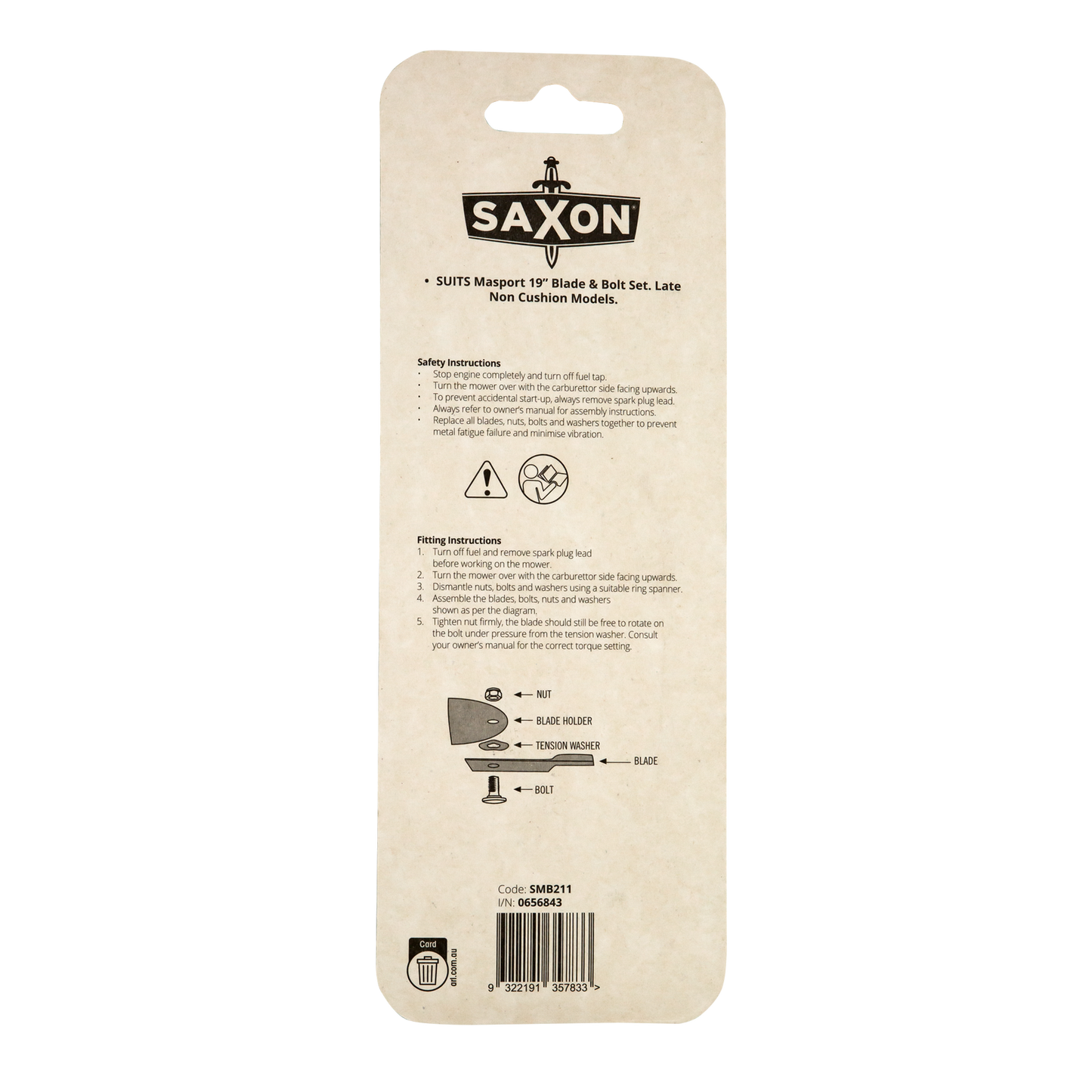 Saxon Masport 19" Blade and Bolt Set SMB211 - 2 Pack