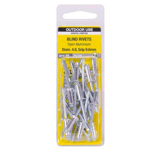 Otter Open Aluminium Blind Rivets - 8 x 9.6mm - 25 Pack