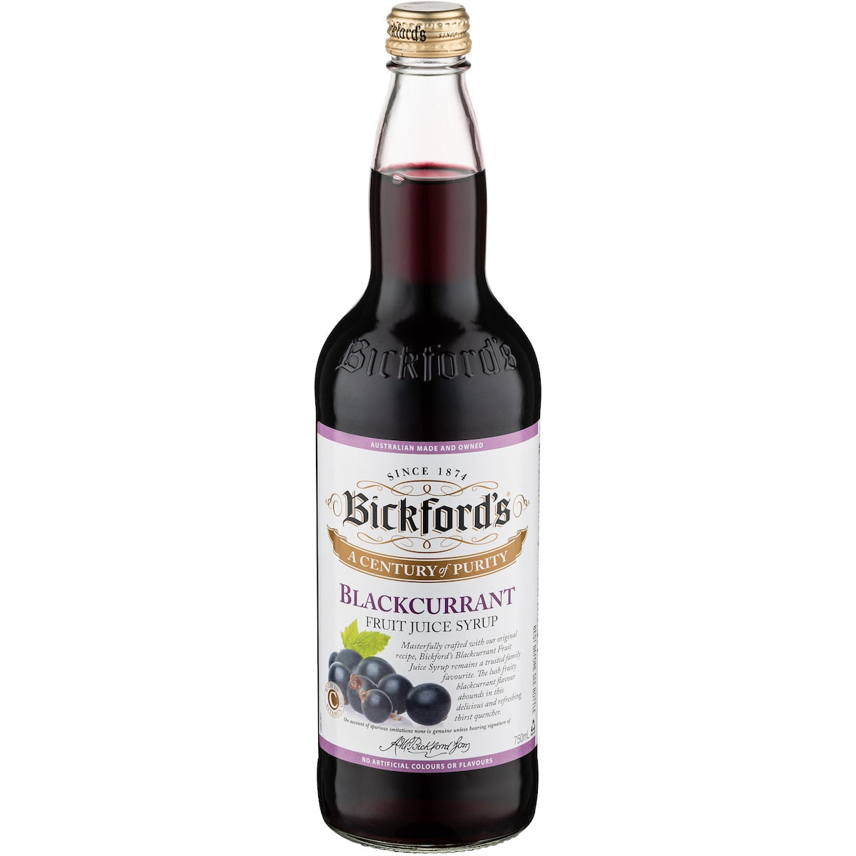 Bickford's Blackcurrant Fruit Juice Syrup 750mL