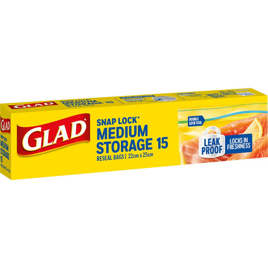 Glad Resealable Medium Storage Bags 15 Pack