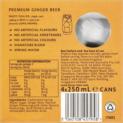 Fever-Tree Premium Ginger Beer 250mL x 4 pack