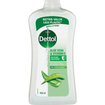 Dettol Antibacterial Liquid Hand Wash Hand Soap Refill Aloe Vera 950ml