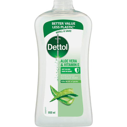 Dettol Antibacterial Liquid Hand Wash Hand Soap Refill Aloe Vera 950ml