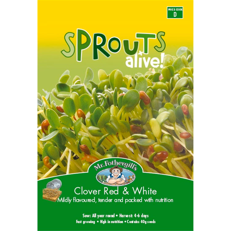 Mr Fothergill Sprouts Alive Clover Red White Seeds