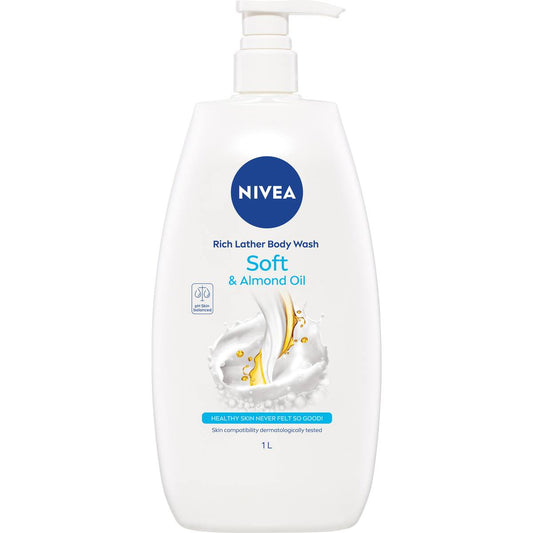 Nivea Rich Lather Soft & Almond Oil Body Wash & Shower Gel 1l