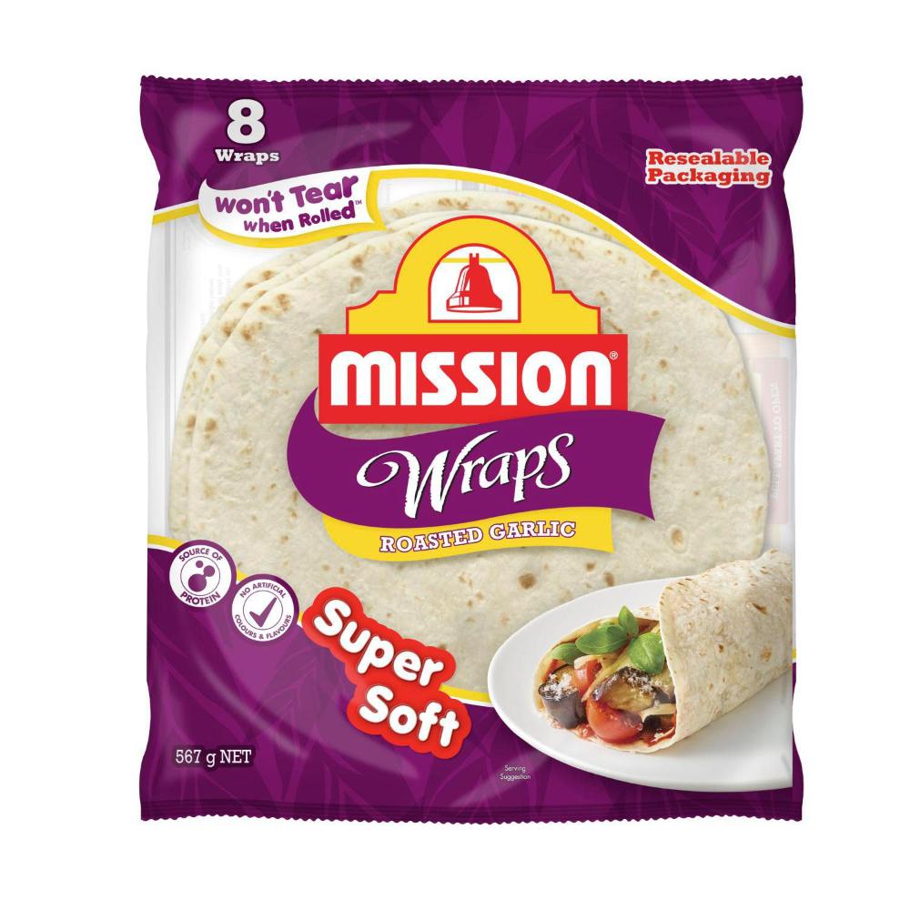 Mission Roasted Garlic Wraps 8 Pack - 567g